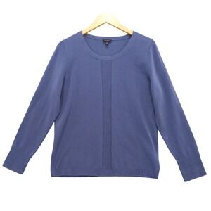 Talbots Blue Crew Neck Long Sleeve Sweater Top Cotton Blend Size L